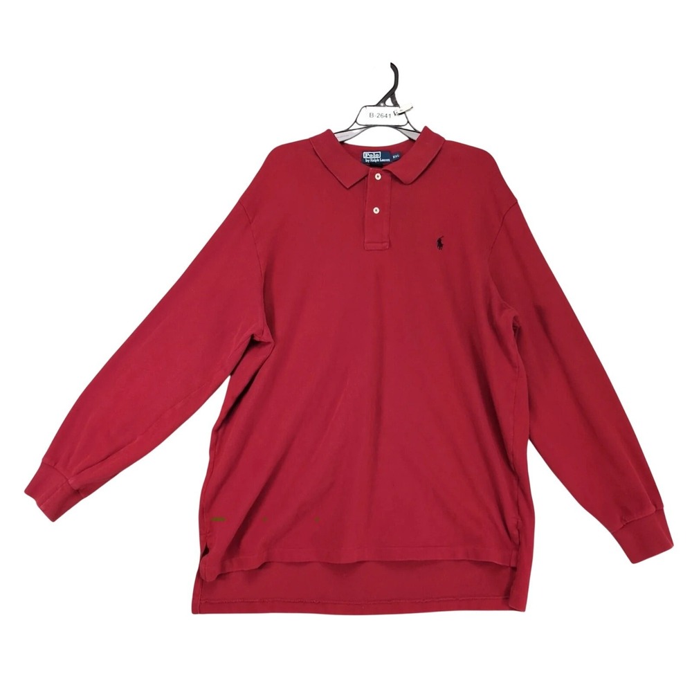 Vintage Y2K Polo Ralph Lauren Red Long Sleeve Shirt Mens XXL Pony Logo Preppy